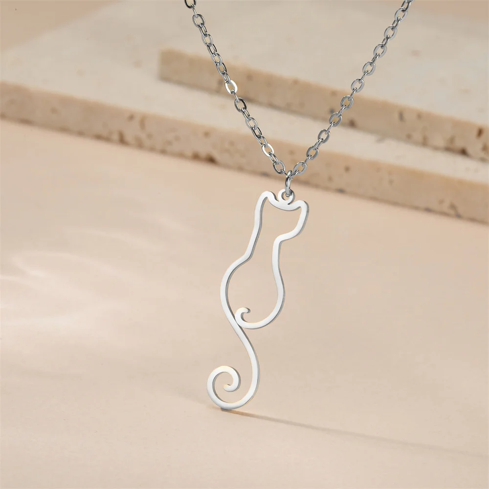 My Shape Katzen-und Fischgräten Anhänger Halsketten für Frauen Mädchen Kätzchen Tiere Charms Halskette Halsreif Edelstahl Schmuck – Detail 40