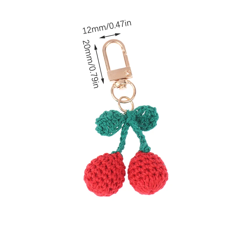 Handmade Cute Cherry Keychain For Women Creative Knitting Car Keychain Cartoon Knitted Keyring For Keys Charms Gifts