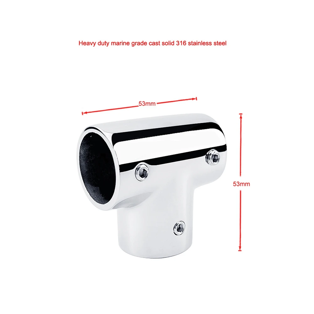 25mm Marine Stainless Hardware Fitting for 7/8Inch Pipe Boat Deck Mount 90 Degree 3-Way Hand Rail Stanchion