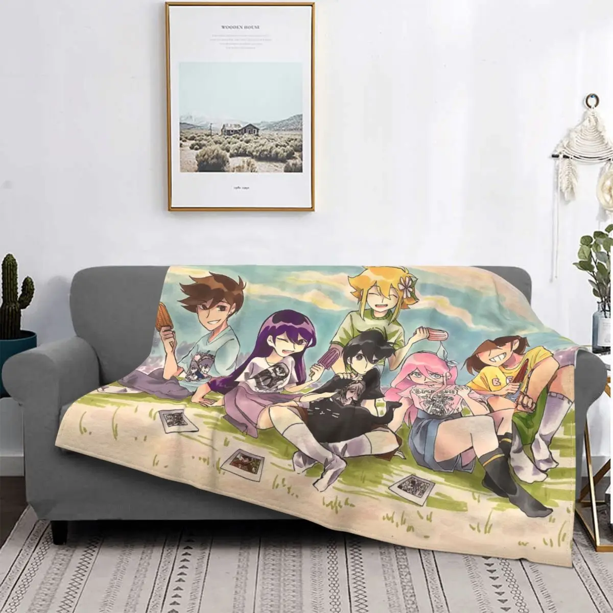 Omori Blanket Coral Fleece Plush Printed Sunny Aubrey Chibi Kel Hero Portable Warm Throw Blankets for Bedding Outdoor Quilt