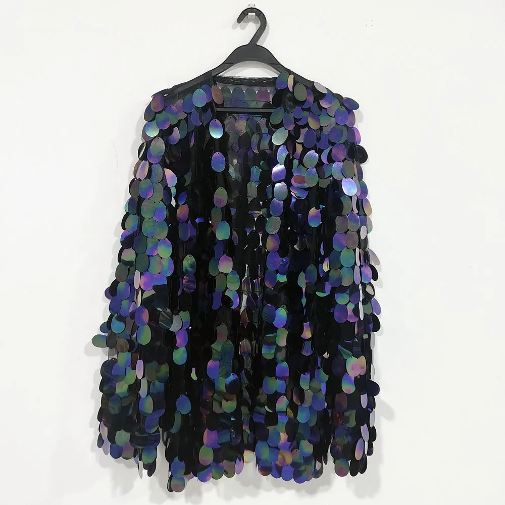 

Shiny Sequin Mesh Coat Male Women Stage Performance Costume Club Party Show Sequined Overcoat Rave Outfit Hip Hop Dance Clothes