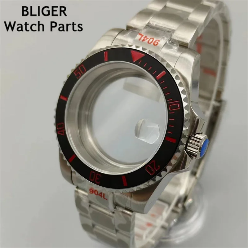 

BLIGER 40mm sapphire glass silver watch case fit NH35 NH36 NH34 ETA2824 2836 PT5000 Miyota8205 8215 Mingzhu DG2813 3804 movement