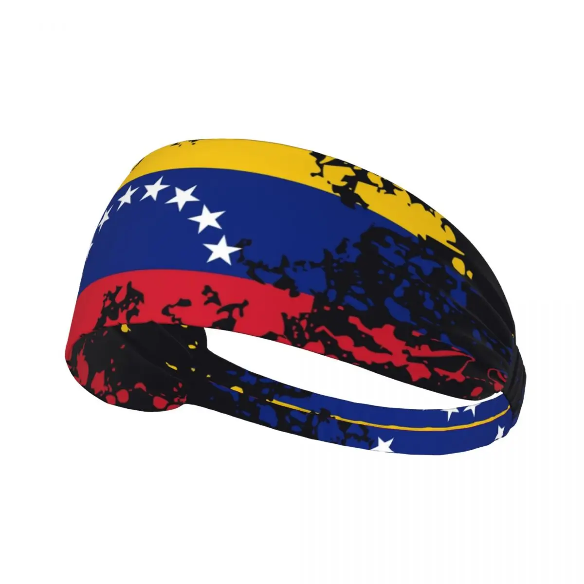 Custom Venezuela Flag Ink Splatter Sports Headbands for Elastic Moisture Wicking Bolivarian Republic of Training Sweatbands