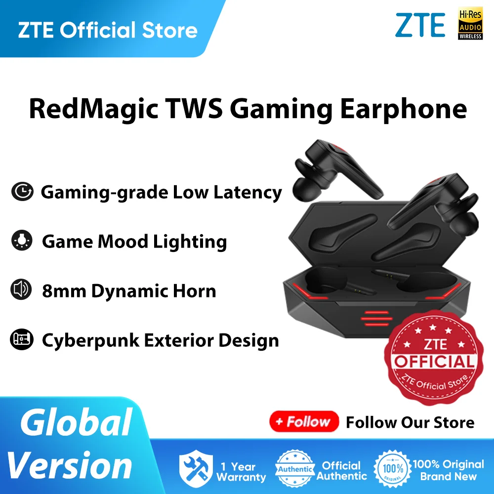 Original Nubia RedMagic TWS Gaming Earphone Wireless Bluetooth Cyberpods RedMagic DAO TWS Earbuds 39ms low latenc