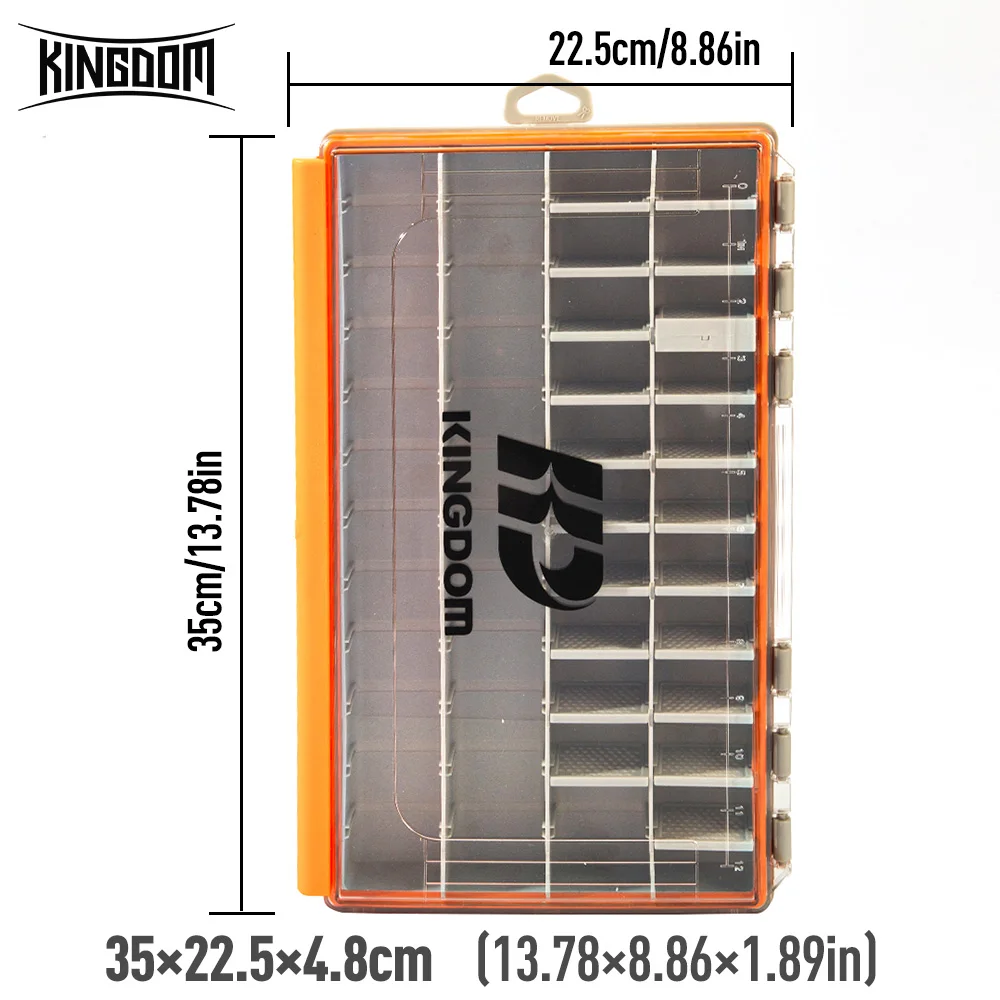 Kingdom Fishing Tackle Box, 2 Größen, multifunktionaler Tackle-Tabletts, Organizer mit herausnehmbaren Trennwänden, Angelköder-Box