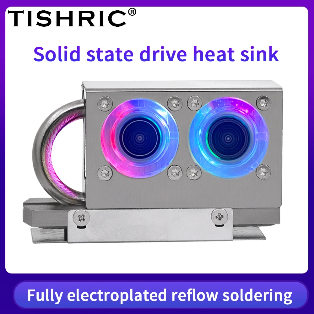 

TISHRIC M.2 SSD Radiator with Fan 3Pin 7000RPM Cooling Solid State Drive Heat Sink For Desktop PC M.2 2280 SSD Colorful Fan