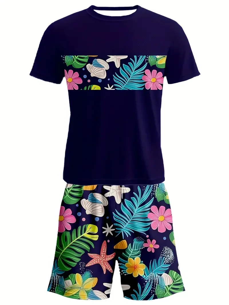 2025 outdoor activity 3D printed T-shirt set casual and comfortable T-shirt Leisure party attire Hip hop street style 