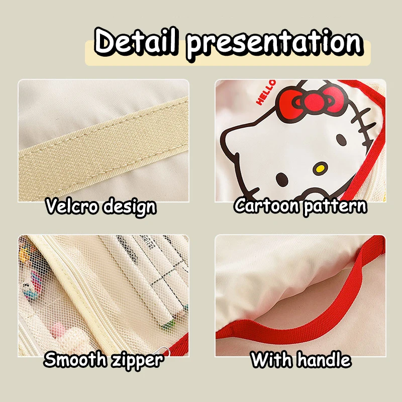 Sanrio Opvouwbare Make-Up Tas Hello Kitty Grote Capaciteit Cartoon Etui Schattige Reis Kuromi Draagbare Cosmetica Borstel Opbergtas