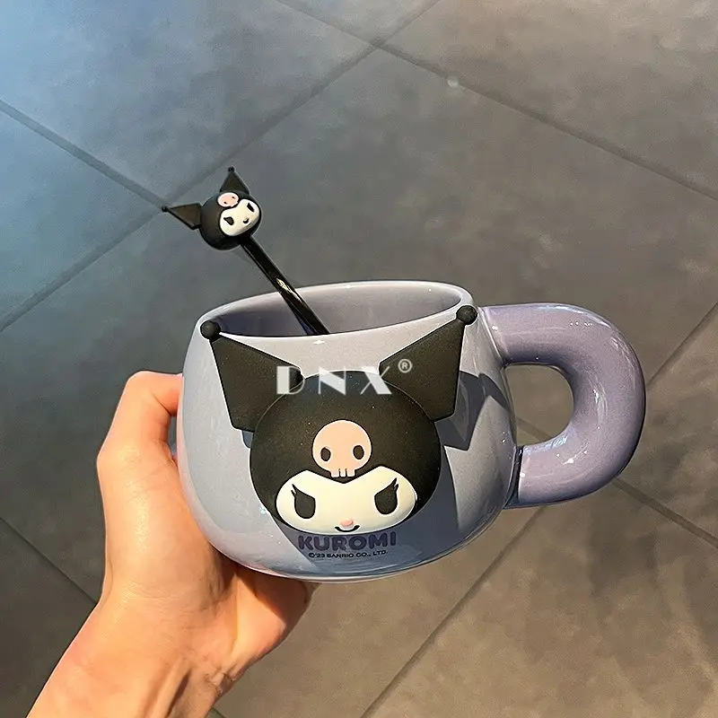 Sanrio-taza de agua Original Cutey Kuromi, 2024 ml, pegatinas 3d, hogar, oficina, Taza de cerámica, regalo de cumpleaños, 500