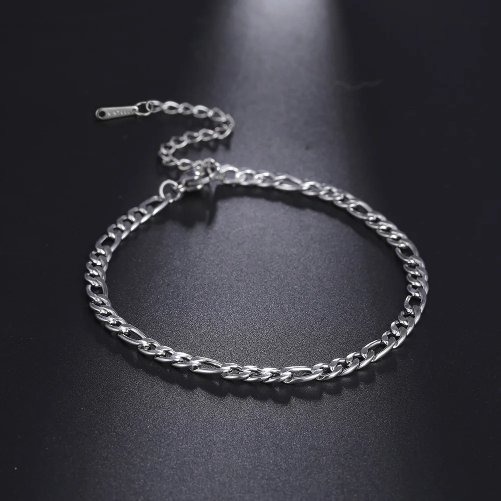 Simple Stainless Steel Bracelet for Men Women Water Wave Chain Figaro Chain Bracelet Fashion Women\'s Jewelry for Party Gifts