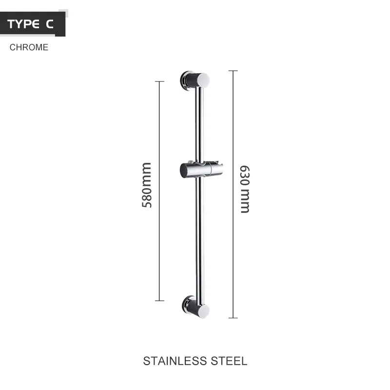 Black Chrome Shower Slide Bars Extension Shower Bathroom Hand Shower Head Rail Slide Holder Wall Mounted Adjustable Sliding Bar image 3