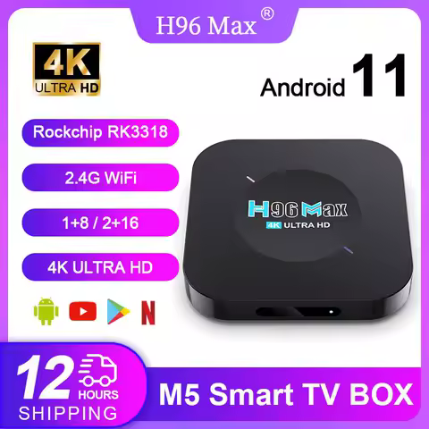 H96 Max M5 Smart TV BOX Android 11 RK3318 Quad-Core Cortex-A53 CPU 4K Google 3D Video 2.4G WIFI BT4.0 Media Player Set Top Box