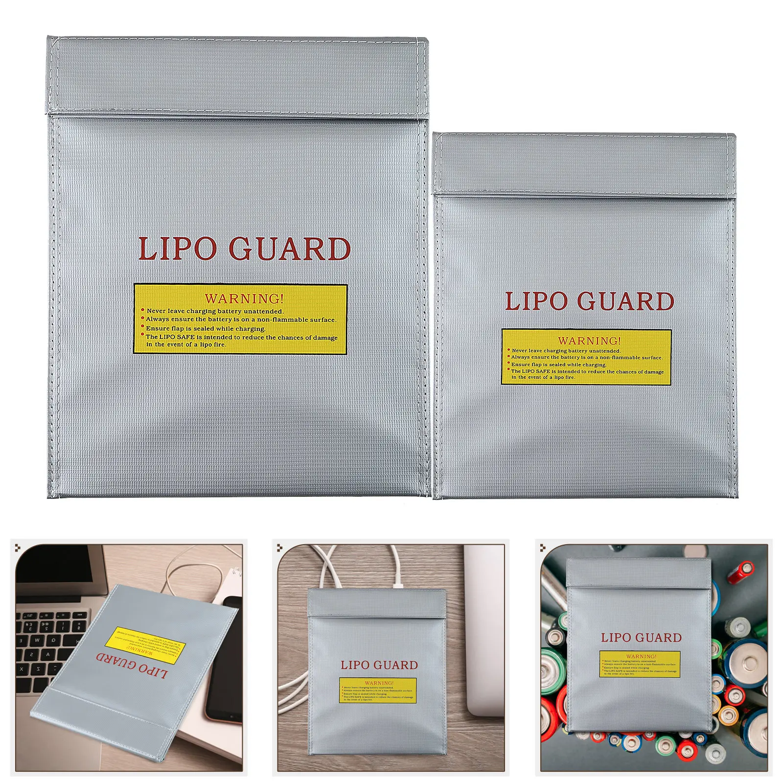 2Pcs Explosion-Proof Battery Bag Fireproof Lipo Storage Pouch Safe Charging Case for Rc Travel Safety
