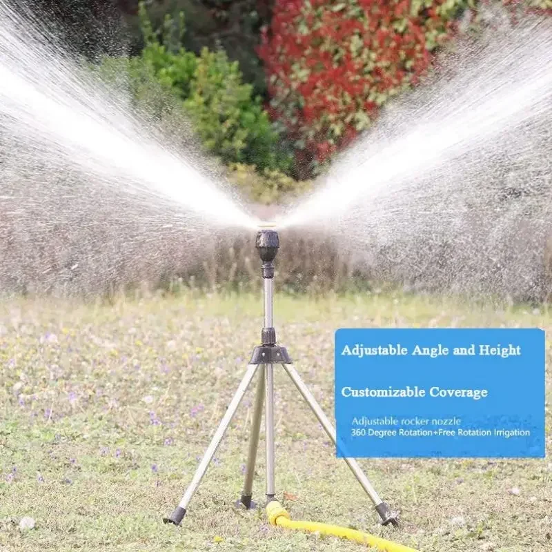 Rotating Tripod Sprinkler Stainless Steels Automatic Rotating Sprinkler Irrigators Portable 360 Degree Watering Nozzle