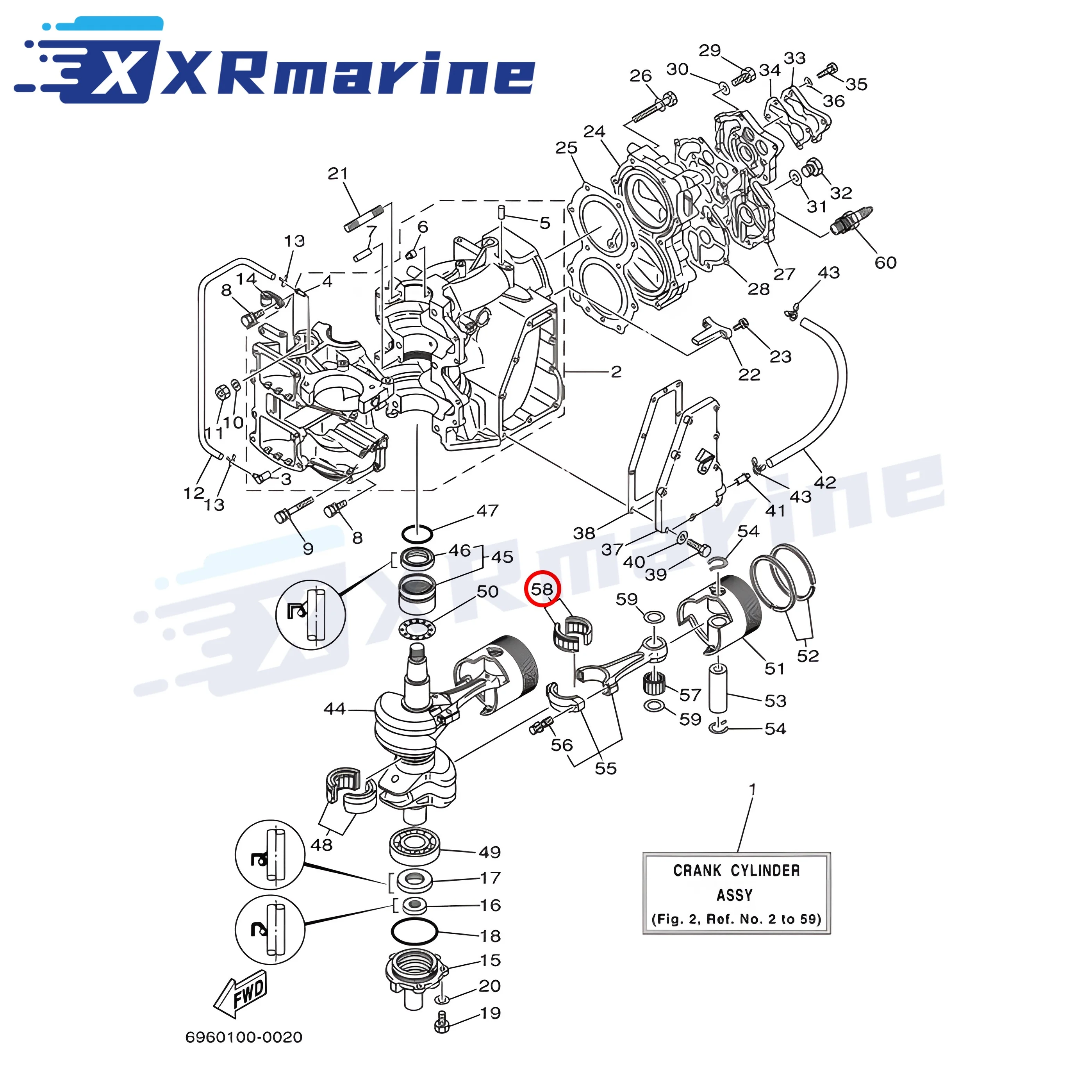 388344 Cuscinetto Asta Per Motore Fuoribordo Johnson Evinrude OMC 25 30 35 40 45 55 60 65 70 75 120 HP 0388344 437088 18-1378