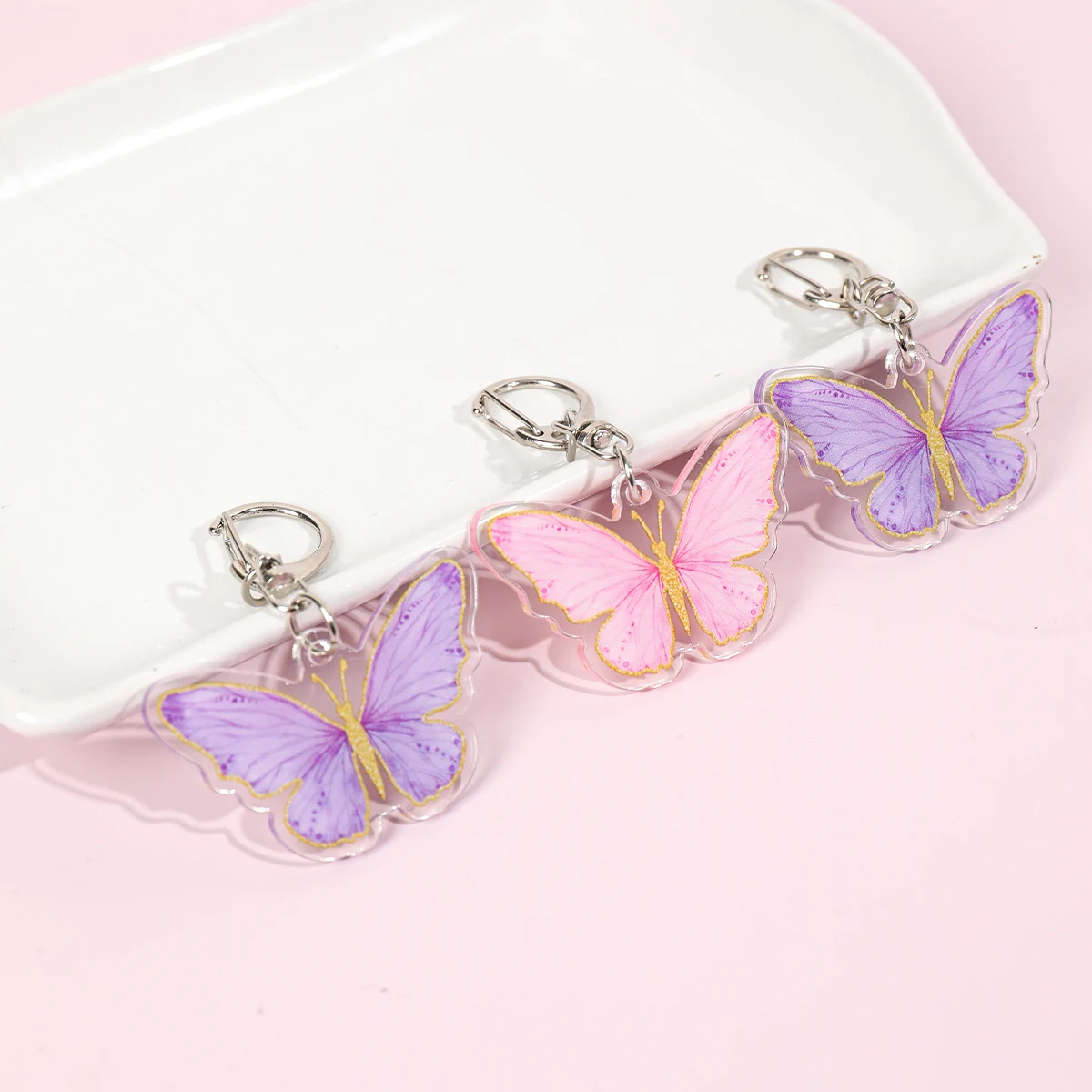 6pcs Butterfly Keychains Butterfly Theme Keychains Birthday Party Decoration Kids Wedding PartySupplies Baby Shower Gifts Decor