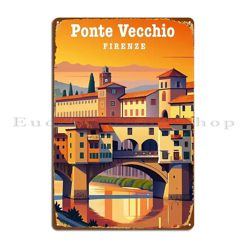 Ponte Vecchio Firenze Italia металлические вывески настенные пещерные таблички дизайн гаражная роспись жестяная вывеска плакат