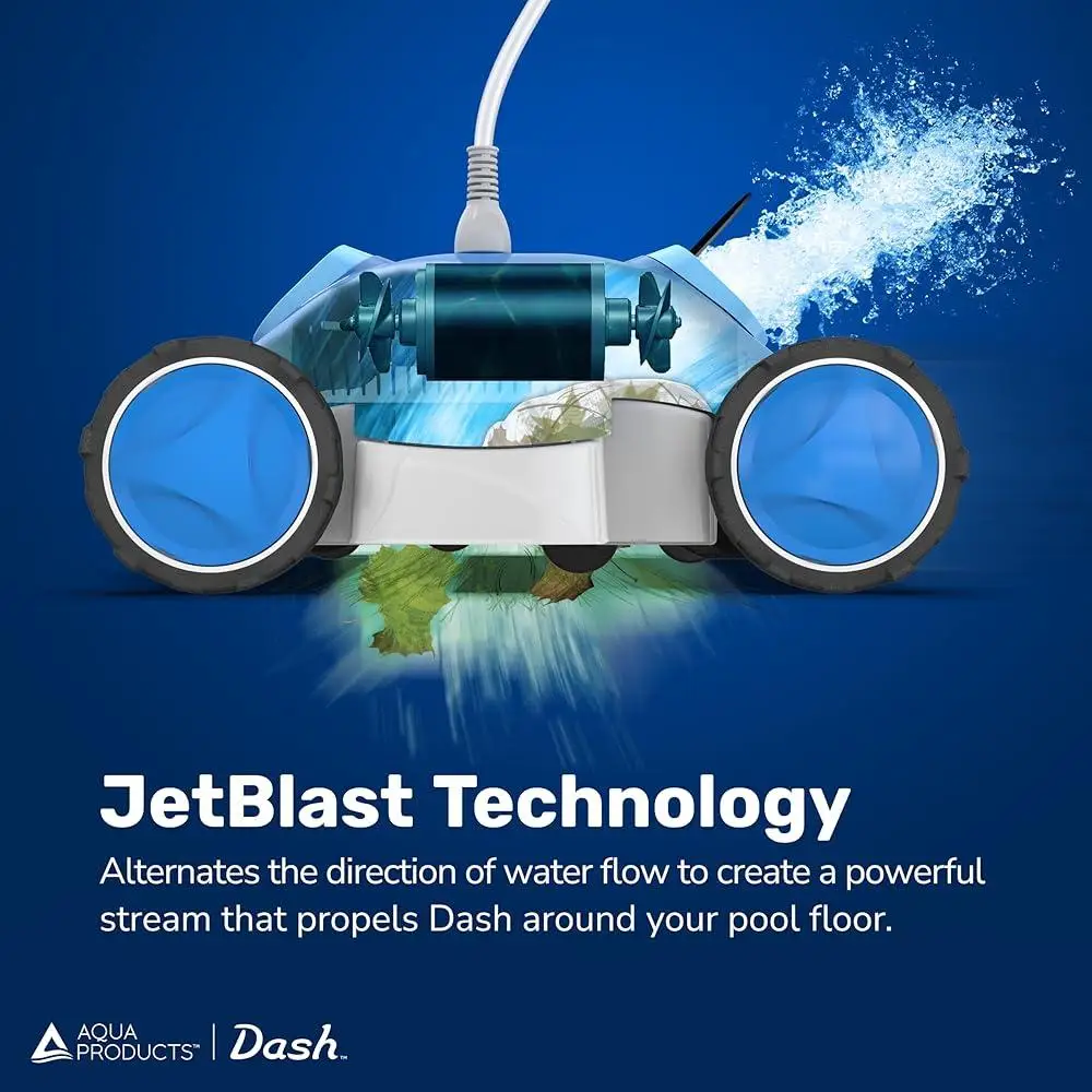 Dash AG Jet Pulitore robotico automatico per piscine Piscine fuori terra fino a 30 piedi Forte tecnologia JetBlast Doppio sacchetto per detriti Acqua