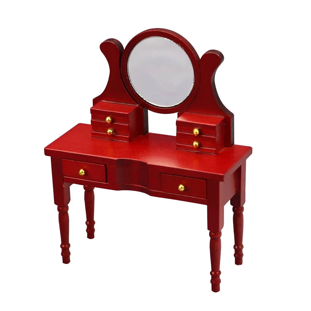 1/12 Dollhouse Miniature Wooden Dresser Mini Dressing Table Model Toys for Doll House Accessories Decoration