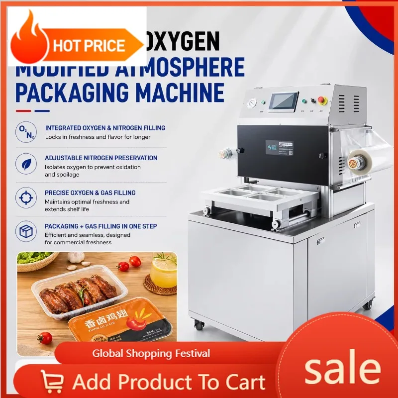 Vacuum Tray Sealer Gas Replacement Machine for Frozen Prepared Food Tray Packaging