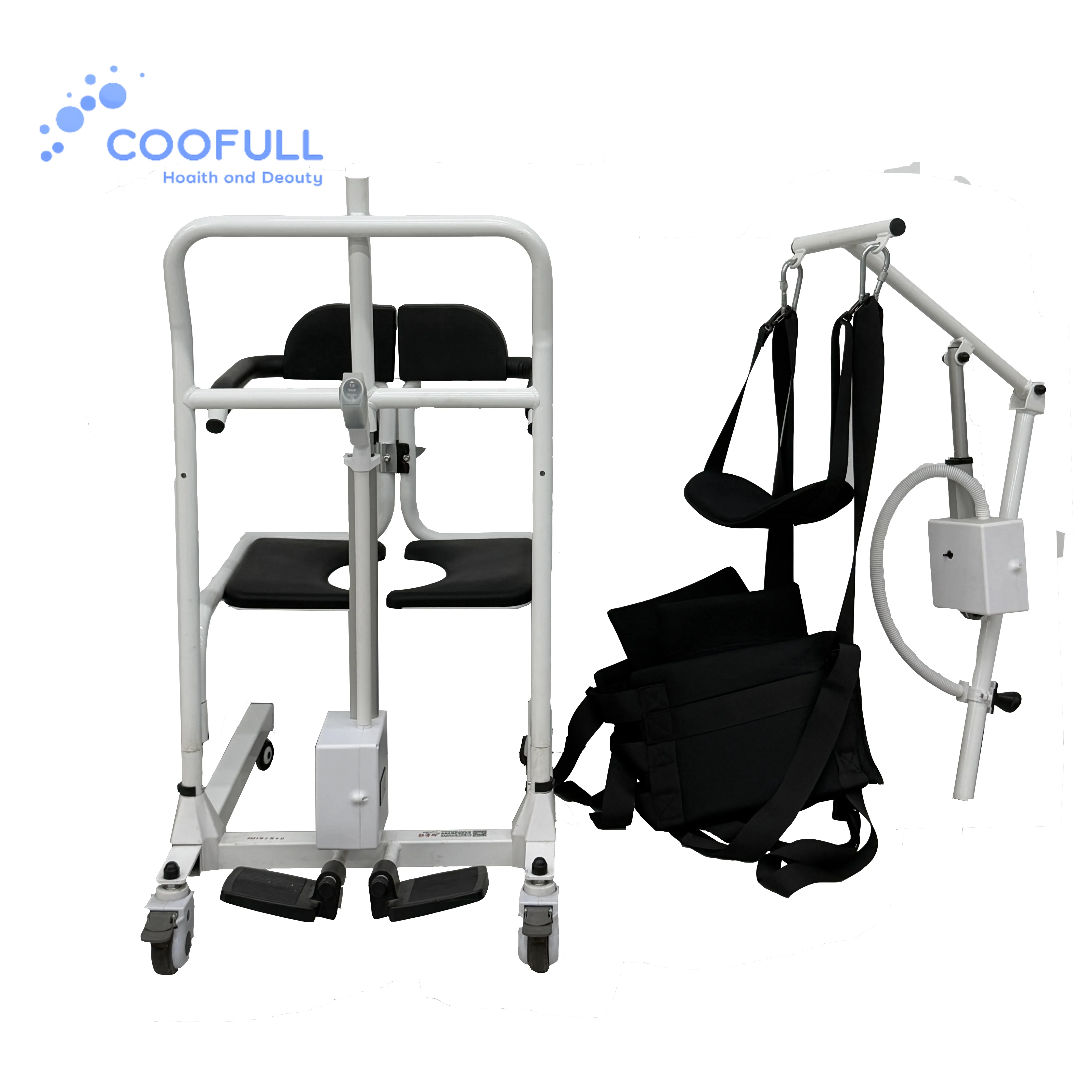 Coolfull 2026 Disabled Bathroom Safety Aid Electric Wheelchair with Sling and Commode Toilet