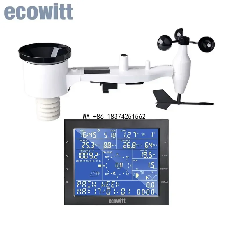 Wmwmnu for Ecowitt WS2320 WiFi Weather Station Wireless Outdoor Solar Powered 7 in 1 Sensor LCD Console Display