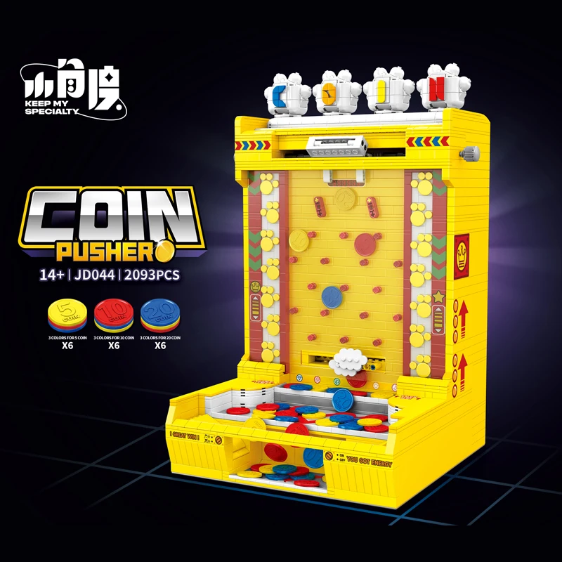 New JD044 2093pcs MOC Electric Coin Pusher Building Blocks Assembling Game Consoles Bricks Model Toys for Boys Birthday Gift Set