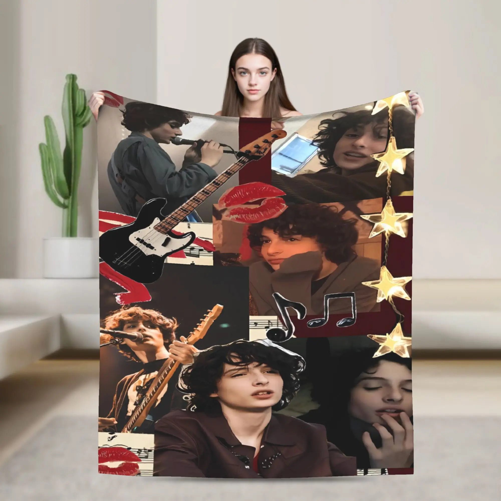 Finn Wolfhard Blanket  Warm Pattern Plush Throw Blanket For Boy Girl Outdoor Flannel Bedspread Bed Cover
