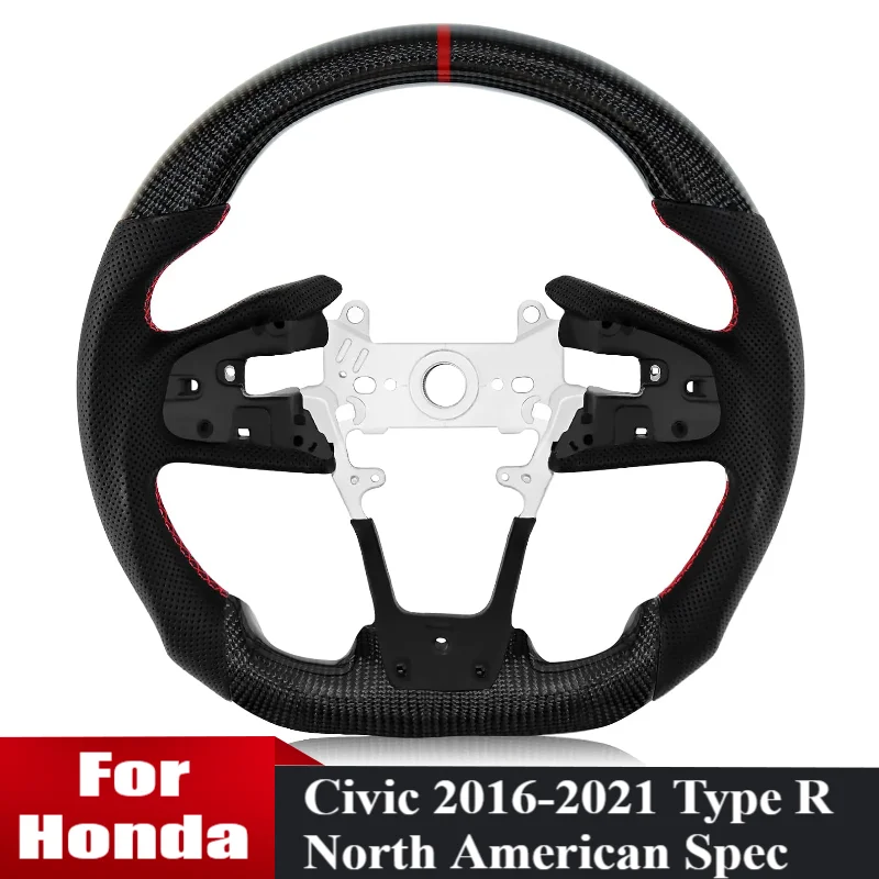 

Steering Wheel For Honda Civic FC FK8 Type R North America Spec 2016–2021 Carbon Fiber Steering Wheel D-shaped Flat-bottom