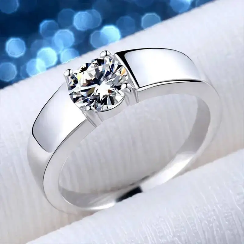 1Ct D Color Moissanite Wedding Band Men Ring 925 Sterling Silver Engagement Rings For Man With Certificate Fine Jewelry