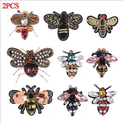 3D Handmade Rhinestone Bee Beaded Patches Sew on Sequin Patch For Clothing Beading Applique Cute Patch