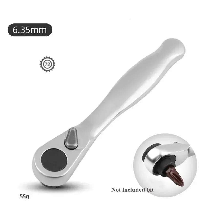 1/4" Mini Ratchet Handle with 72 Tooth Quick Release Socket Wrench - High Carbon Steel, Adjustable, Manual Operation Amagi image 2