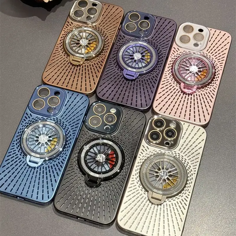 

Magnetic Gyro Hollow Heat Dissipation Phone Case For iPhone 13 12 15 14 16 Pro Max 15 16 Plus Protection Bracket Magsafe Cover