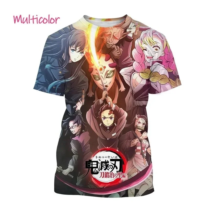 Anime Demon Slayer 3D Kamado Nezuko Kochou Shinobu O-neck T-shirts Fashion Short Sleeve Tops Unisex Clothing