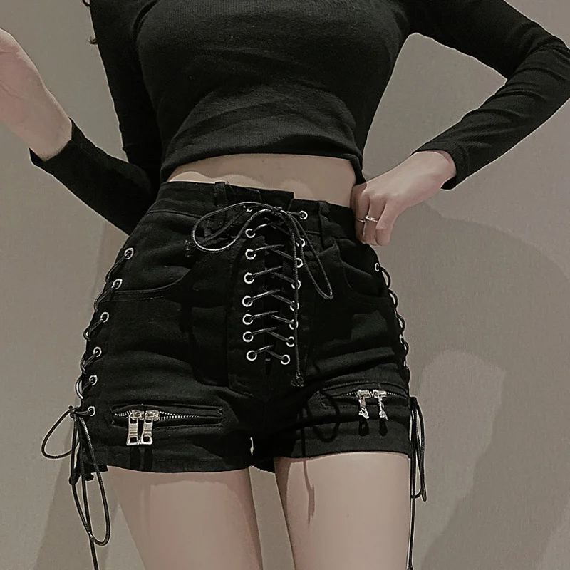 

Spring Autumn Women Jeans Shorts High Waist Tie Bow Zipper Denim Shorts Female Casual Black Shorts All Match Skinny Hot Shorts