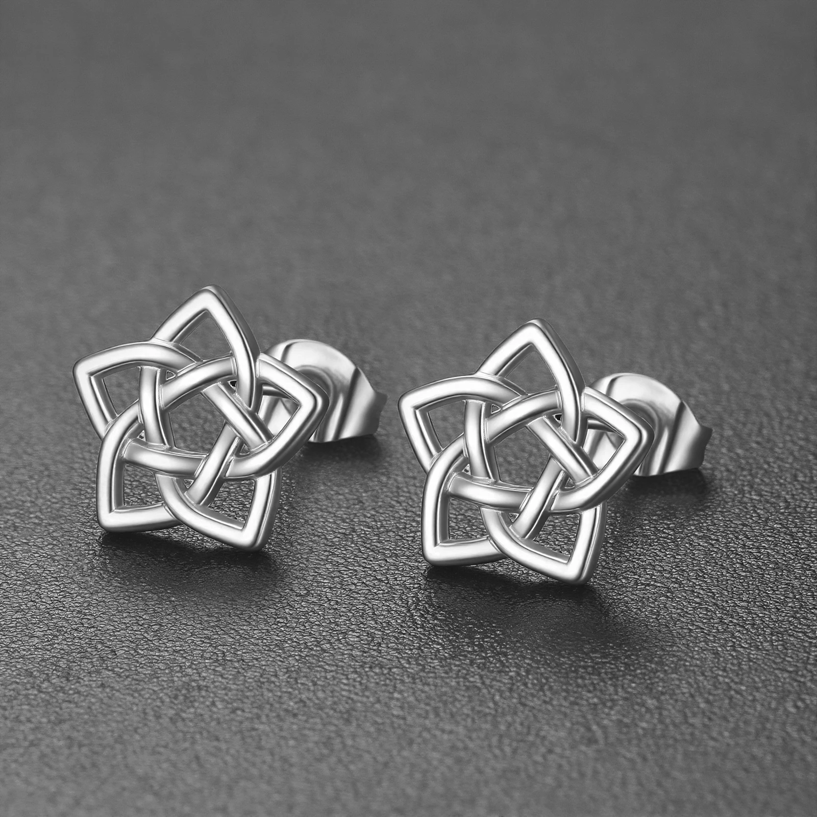 Eueavan 3D-Keltische Ohrstecker aus Edelstahl, Irischer Vierzackiger Knoten-Schmuck, Segens-Hohlohrringe für Damen, Geschenk, Großhandel – Detail 3