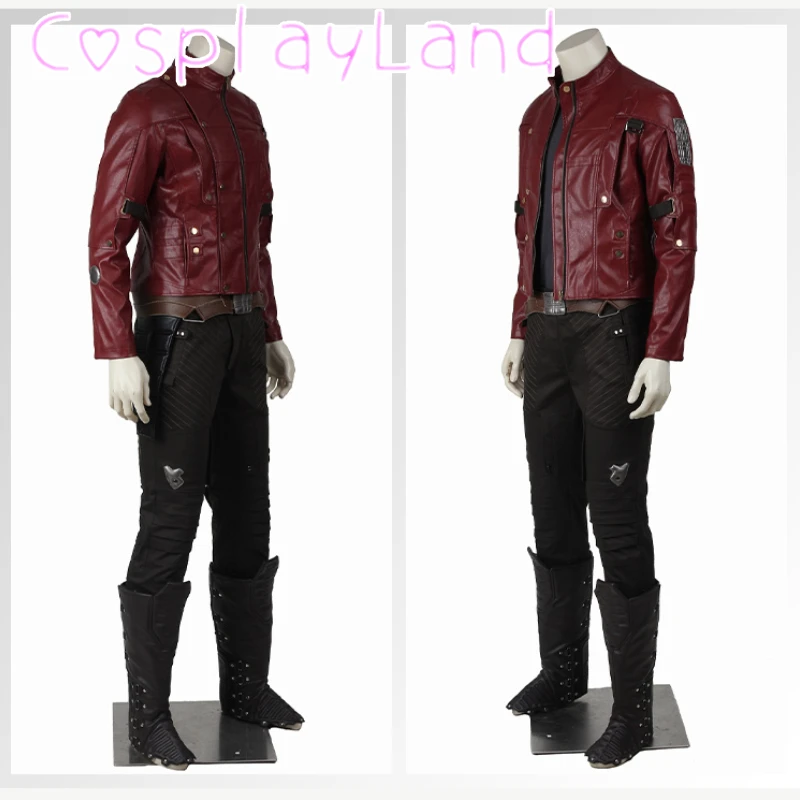 Guardians Captain Peter Quill Cosplay Party Costume Red Lord Cosplay Costume Full Set Men Leather Jacket Star Halloween Costumes