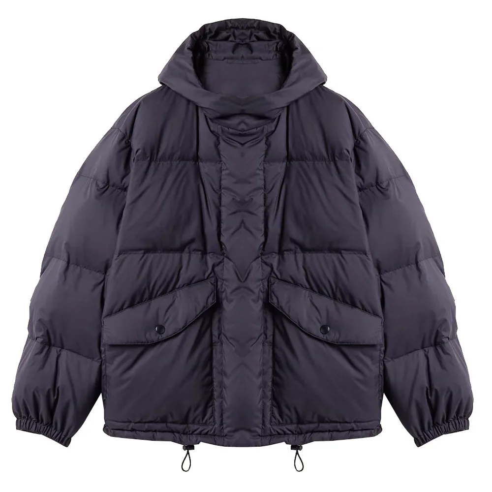 Top quality letter logo navy blue women's hooded down jacket #S4186