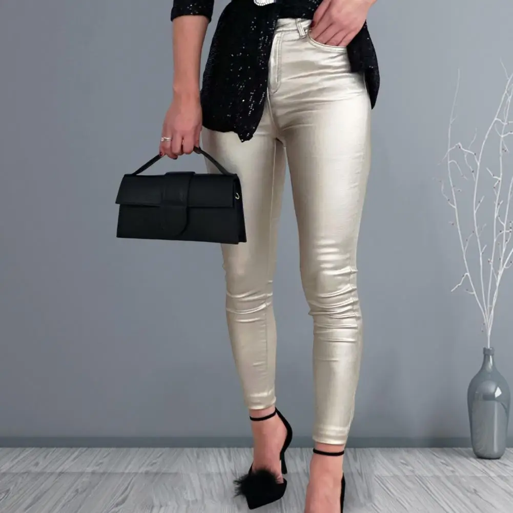 

Sexy Booty Lifter Leggings Long Faux Leather Slim Pencil Pants Tight Bright Surface Female Pants Women Clothing