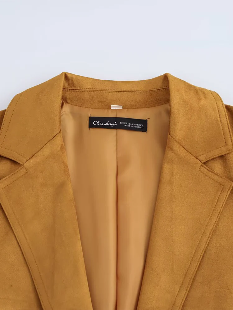 เสื้อสูทผู้หญิงสไตล์ยุโรป แฟชั่นทันสมัย ใช้งานได้หลากหลาย สีพื้น ปกเสื้อแบบปกเชิ้ต ติดกระดุมแถวเดียว ผ้ากำมะหยี่