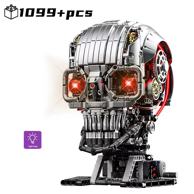 

2025 New STEM Creative Dynamic Mechanical Skull Head Building Blocks Bone Desktop Ornament Model Kid Assembly Toy Gift for Boys