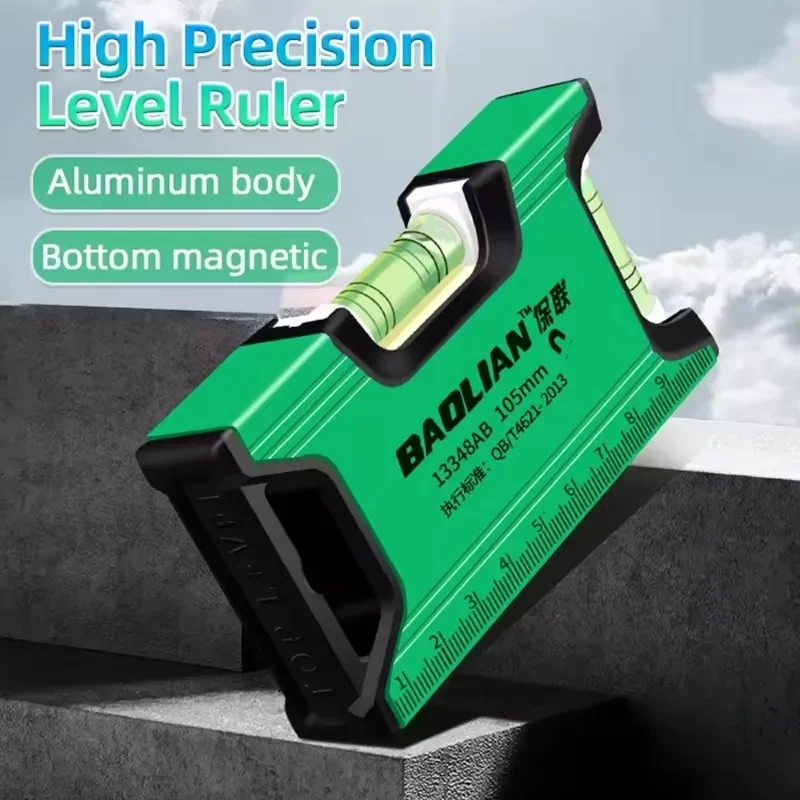 New High-precision Spirit Level Strong Magnetic Mini Multi-function Aluminum Alloy Ruler Spirit Level Decoration Special Tool image 2