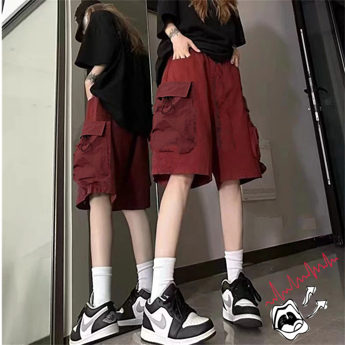 Solid Breathable Shorts Summer Women Fashion Trendy Brand Lightweight Drawstring Basketball Sports Fitness Large Middle Pants