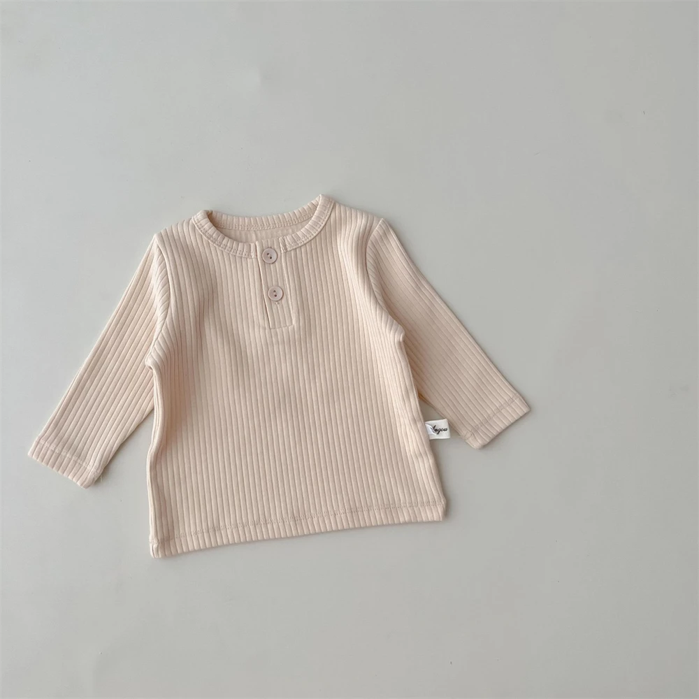 Autumn Newborns Baby Clothes Girl Long Sleeve T-shirt O-neck Solid Toddler Girl Tee Casual Pullover Infant Top for 1-2 Years