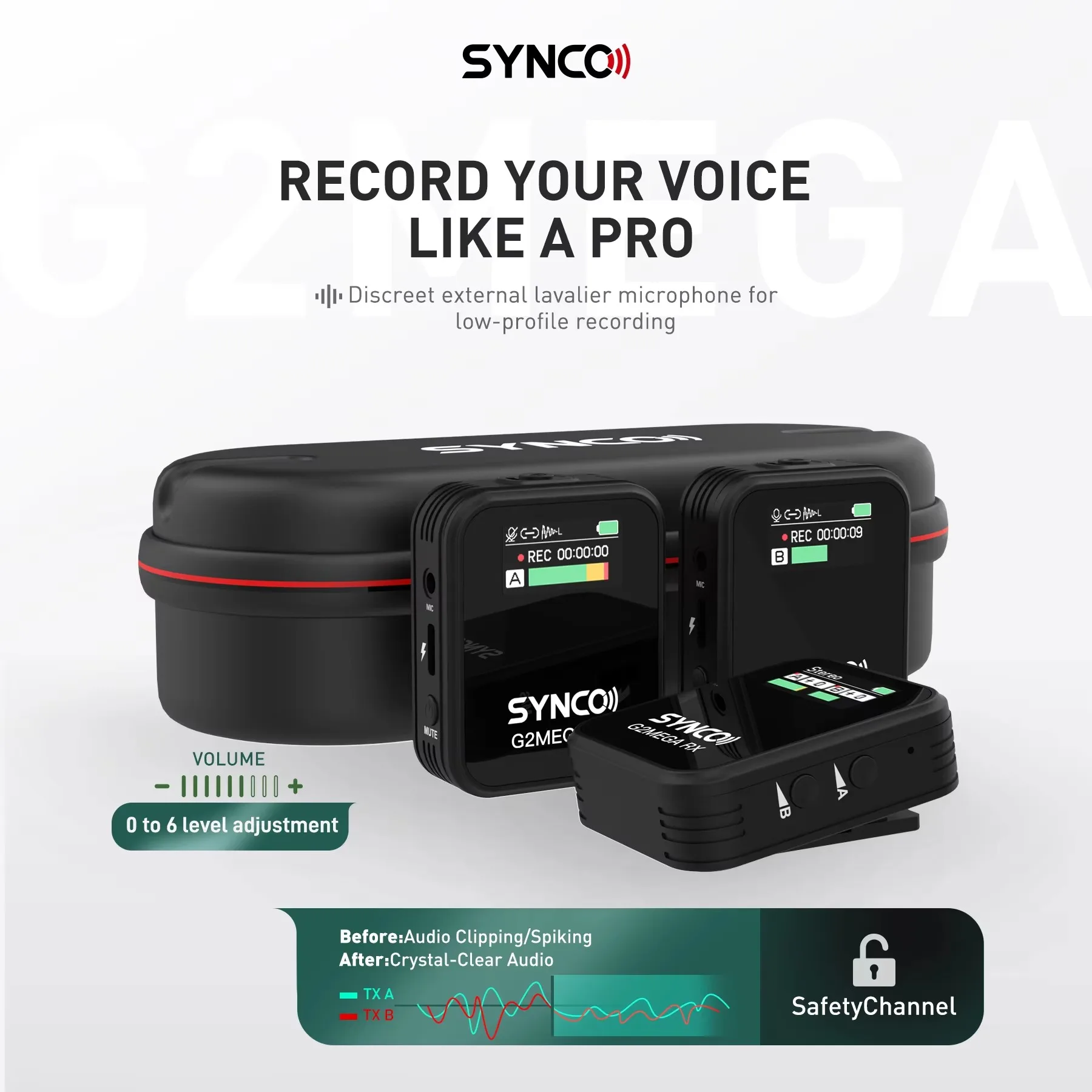 SYNCO G2 A2 Pro 2.4Gワイヤレスマイク カメラ用 充電ケース付き