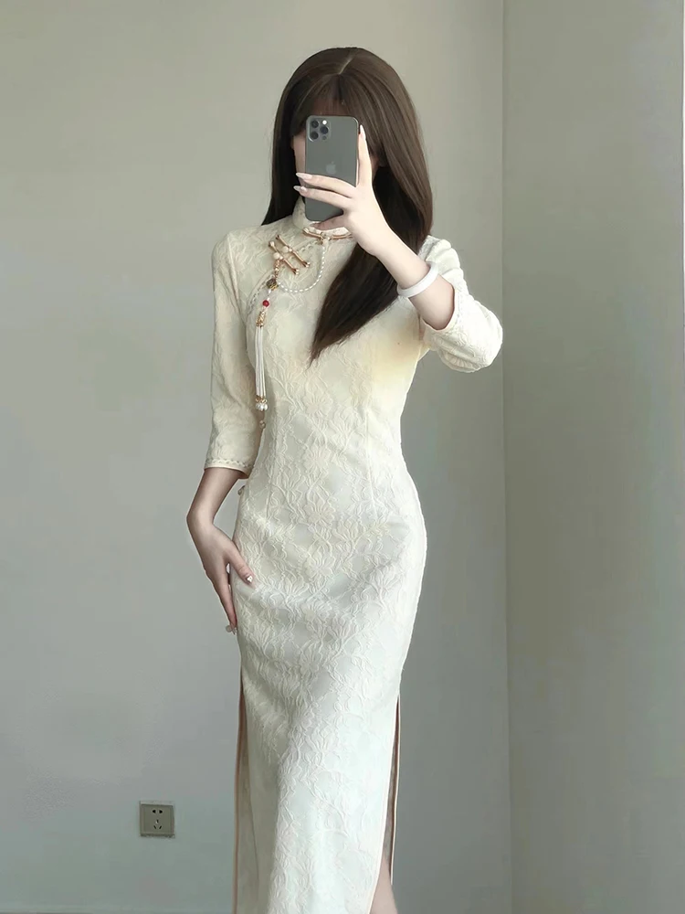 

Ting Yue Ling New Chinese Sle Young Women's Summer Improved Version Ele Long Dr ort Sve Daily Wear