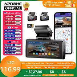 AZDOME M580 Car DVR 5K Dash Cam GPS 2/3 Cameras 1080P Cabin Rear WiFi Free APP Emergency Record Parking Monitor Loop Recording