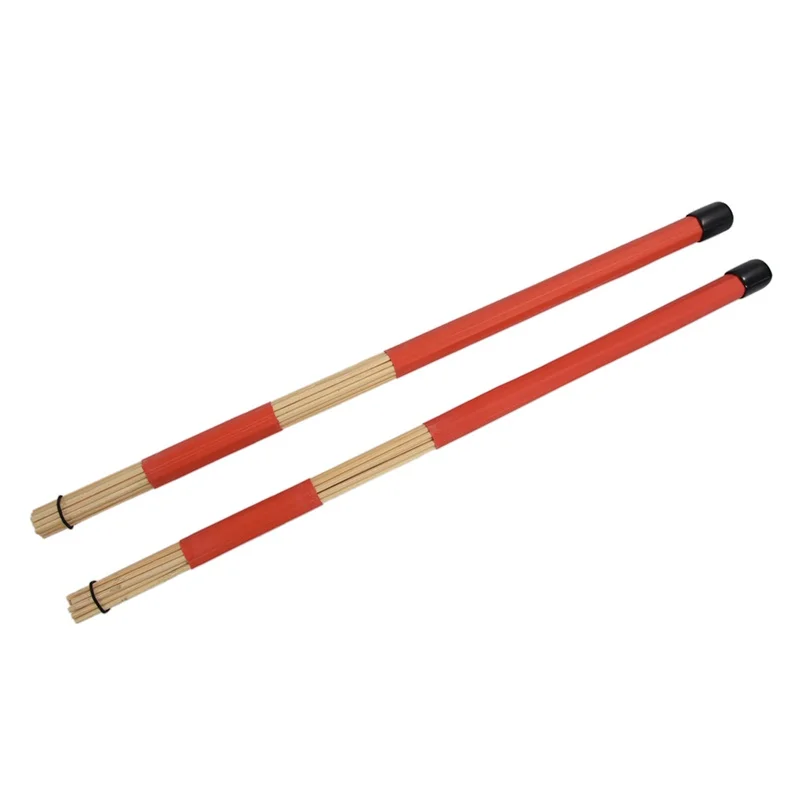 

1 Pair 40CM Bamboo Rod Drum Brushes Sticks for Jazz Folk Music (Red)