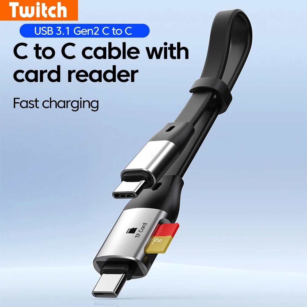 

USB 3.1 Type C To Type C Fast Charging Cable With TF Card Reader 10Gbps High-speed Data Transfer OTG Adapter For iPhone 15 16
