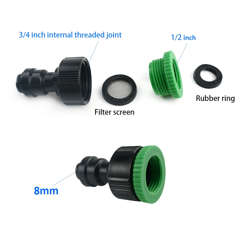 2 STUKS Snelkoppelingen Set 1/2'& 3/4' Binnendraad voor 6-8mm PE Buis Aquarium RO Omgekeerde Osmose Systeem Waterfilter Connector